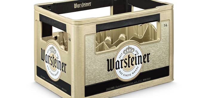 Warsteiner Brewery relies on Schoeller Allibert reusable containers  Golden Beer Crate underlines brand identity.