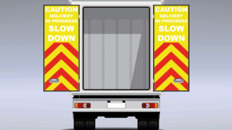 LLUMINATED VEHICLE SAFETY SIGNAGE TO PROVIDE INCREASED ROADSIDE PROTECTION FOR DELIVERY PROFESSIONALS